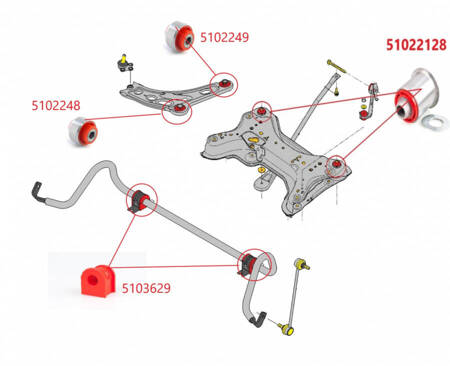 Pouzdro předního nosníku (52x17mm) - MPBS: 51022128 Nissan Primastar, Opel Vivaro A, Renault Espace IV, Laguna II, Trafic Vel Satis,