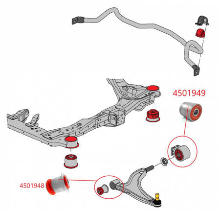 Pouzdro předního příčného ramene (přední) - MPBS COMFORT SERIES: 4501948 Chevrolet Cruze, Opel Ampera, Cascada, Insignia A,, II,