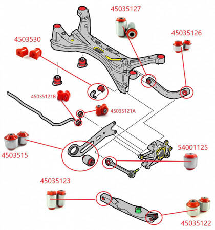 Pouzdro zadního horního příčného článku (vnější) - MPBS: 45035126 Opel Signum, Vectra C,, II,