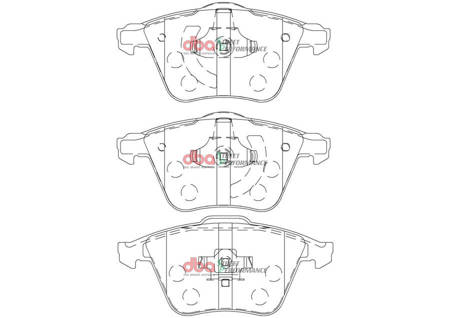 Přední brzdové destičky DBA Brake Pads Street Performance - DB2176SP FORD Aust NZ Focus Mk2 MAZDA 3 BK BL OPEL Signum Vectra SAAB 9-3 VAUXHALL VOLVO C70 T5 S40 V40 Cross Country D2 D3 D4 T3 T4 Mk2 V50