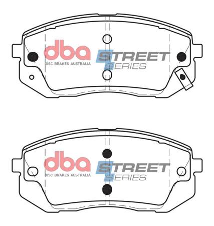 Přední brzdové destičky DBA Brake Pads Street Series Ceramic - DB2174SS HYUNDAI Kona Tucson Mk3 i-40 iX35 KIA Carens Cee'd JD Ceed CD Optima JF Sportswagon Pro-Cee'd ProCeed Soul EV Sportage JE QL SL XCeed e-Niro