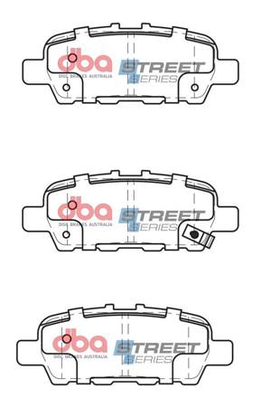 Zadní brzdové destičky DBA Brake Pads Street Series Ceramic - DB2340SS INFINITI EX30D EX37 G37 M30D M35h M37 Q50 Sport Q60 Coupe Q70 Hybrid QX50 QX70 NISSAN Cube Juke 1st Gen Nismo RS Leaf Murano Z51 NV200 Combi Pulsar Qashqai J10 +2 Skyline V36 V36