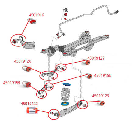 Zadní horní příčné příčné pouzdro (vnější) - MPBS COMFORT SERIES: 45019126 Opel Insignia A,