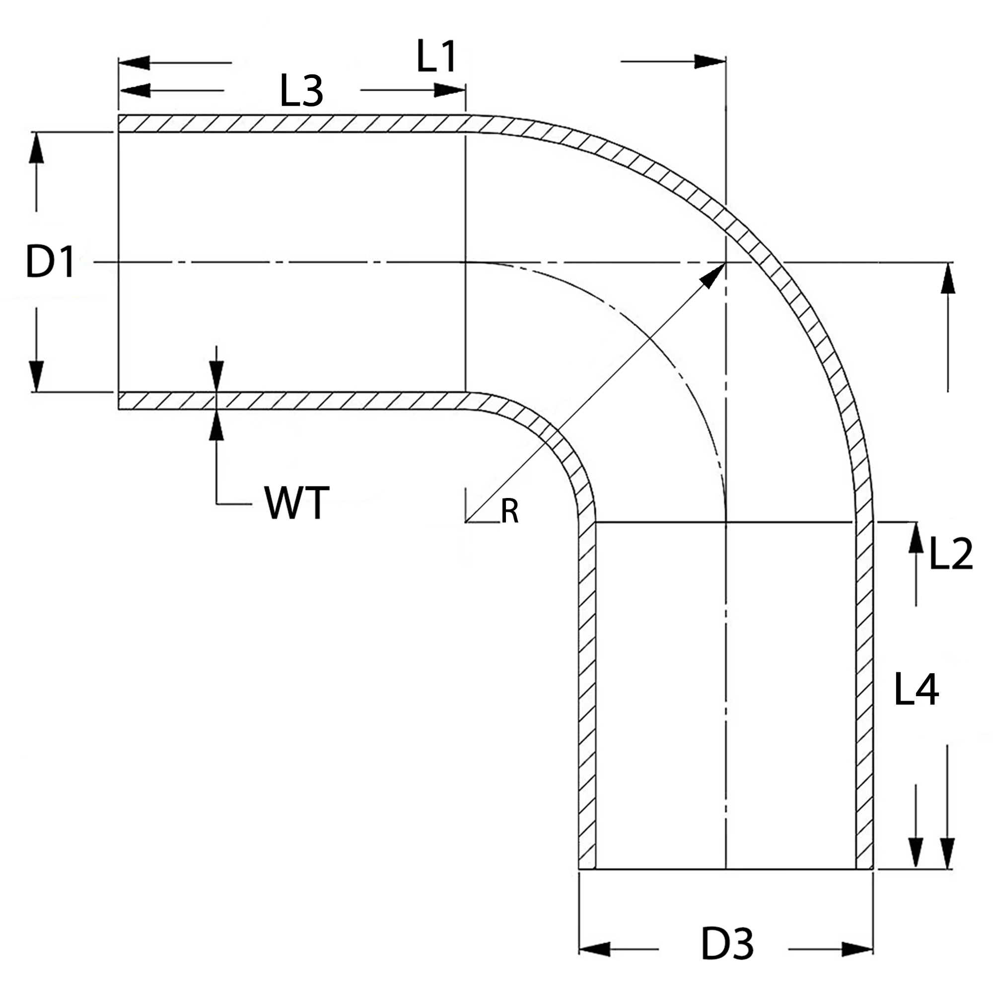 Silikonové koleno 90° IRP