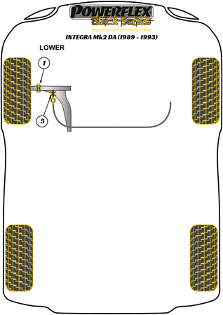 Přední spodní držák tlumiče Polyuretanové pouzdro Powerflex Black Series Honda Integra Models Integra Mk2 DA (1989-1993) PFF42-601BLK