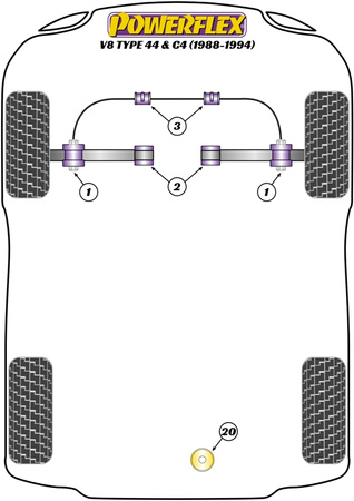 Přední stabilizátor k podvozku 28 mm Polyuretanové pouzdro Powerflex Road Series Audi V8 Type 4C (1988-1994) PFF3-403-28