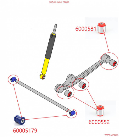 Sada odpružených pouzder - MPBS 6000501-PZ Suzuki Jimny III,