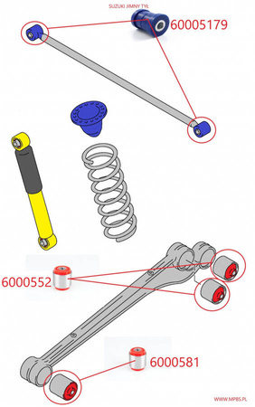 Sada odpružených pouzder - MPBS 6000501-PZ Suzuki Jimny III,