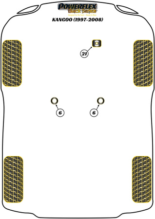 SMI sada pro montáž na hřeben řízení Polyuretanové pouzdro Powerflex Black Series Renault Kangoo Models Kangoo (1997-2008) PFF60-331BLK