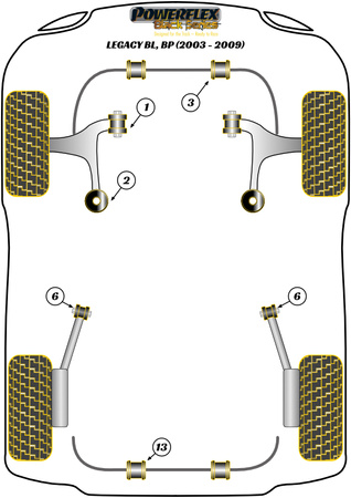 Pouzdro zadního vlečeného ramene Polyuretanové pouzdro Powerflex Black Series Subaru Legacy Legacy BL, BP (2003 - 2009) PFR69-616BLK