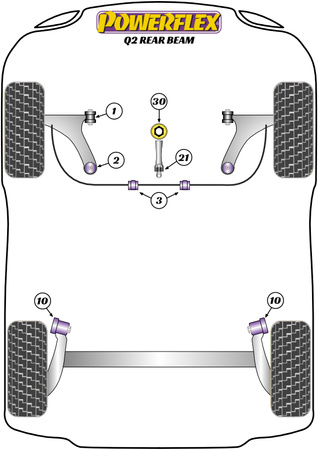 Přední pouzdro stabilizátoru 23,2 mm Polyuretanové pouzdro Powerflex Road Series Audi Q2 (2017 - On) Q2 2WD REAR BEAM PFF85-803-23.2