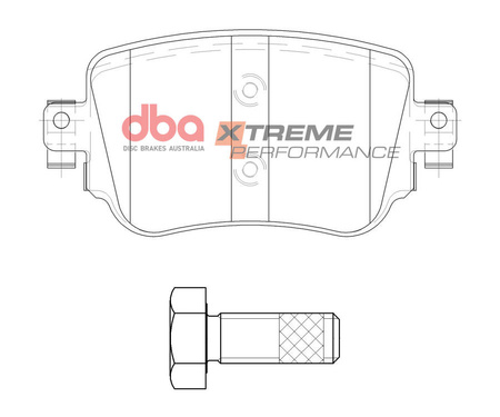 Zadní brzdové destičky DBA Brake Pads Xtreme Performance - DB15009XP AUDI A1 8X GB Q3 8U quattro S1 SEAT Alhambra 7N Leon 5F X-PERIENCE SKODA Octavia 5E VOLKSWAGEN Caddy Alltrack Life Maxi Polo AW Sharan