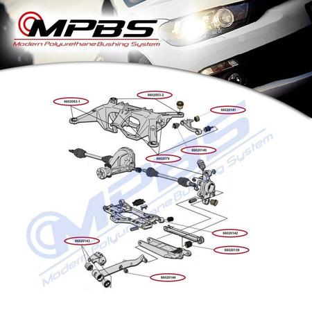 Pouzdro zadního pomocného rámu (zadní) - MPBS: 6602053-2 Volvo 960, II, S90 / V90,