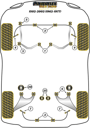Pouzdro táhlové tyče zadního stabilizátoru Polyuretanové pouzdro Powerflex Black Series BMW 02 Series 1502-2002 (1962 - 1977) PFF5-2004BLK