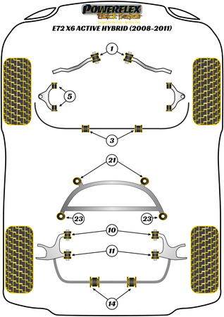 Přední horní pouzdro lichoběžníkového ramene Polyuretanové pouzdro Powerflex Black Series BMW X Series  X6 Series X6 E72 ActiveHybrid (2008 - 2011) PFF5-1405BLK