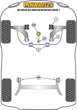 Přední pouzdro stabilizátoru 21,7 mm Polyuretanové pouzdro Powerflex Road Series Skoda Octavia Octavia Mk4 NX (2019 on) Octavia NX Rear Beam PFF85-803-21.7