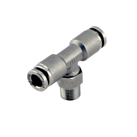 Turbosmart Wastegates ventil 1/8" NPT Tee Pushloc Fitting - SS - 1/4"