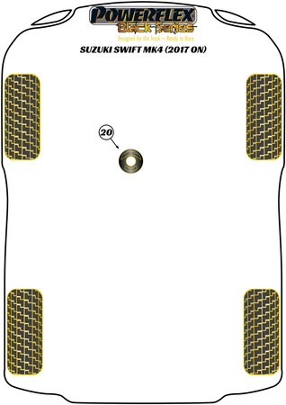 Spodní vložka držáku motoru Polyuretanové pouzdro Powerflex Black Series Suzuki Swift MK4 A2L Excl. Sport (2017 on) PFF73-523BLK