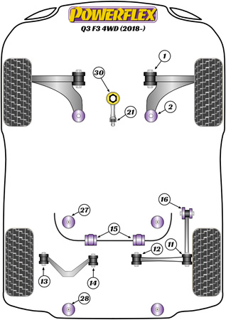 Přední spodní držák motoru Hybrid Bush (Large) - Fast Road/Track Polyuretanové pouzdro Powerflex Road Series Audi Q3 / RSQ3 Q3/RSQ3 F3 (2018 on) Q3 F3 PFF85-833P