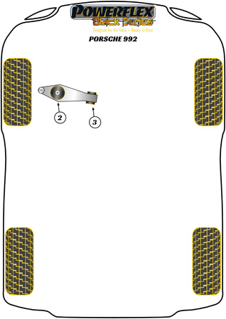 Vnější pouzdro ramene předního vedení, nastavitelné rejdové kolečko Polyuretanové pouzdro Powerflex Black Series Porsche 911 992 (2021 on) PFF57-802BLK