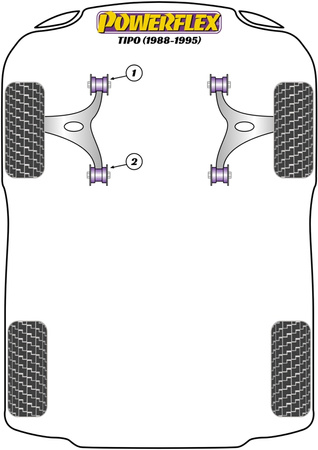 Přední spodní lichoběžníkové rameno Zadní pouzdro Polyuretanové pouzdro Powerflex Road Series Fiat Tipo (1988-1995) PFF1-802