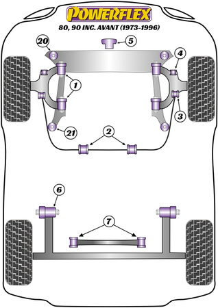 Přední ARB odkaz na pouzdro Wishbone 12mm Polyuretanové pouzdro Powerflex Road Series Audi 80 / 90 - inc S2/RS2 & Quattro (1976 - 2000) 80, 90 inc Avant (1973 - 1996) PFF3-105-12