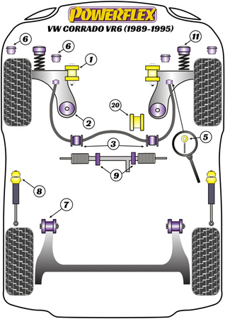 Přední lichoběžníkové rameno Přední pouzdro 30mm Camber Nastavitelné Polyuretanové pouzdro Powerflex Road Series Volkswagen Corrado (1989-1995) Corrado VR6 (1991- 1995) PFF85-201G