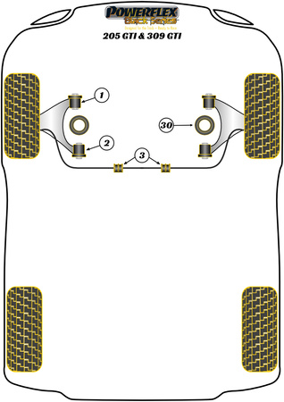 Pouzdro stabilizátoru 22mm Polyuretanové pouzdro Powerflex Black Series Peugeot 205 GTi  (1985-1998) PFF50-215-22BLK