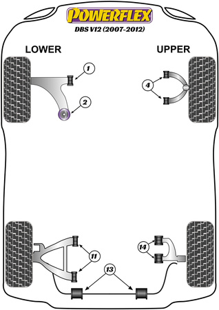 Zadní spodní pouzdro lichoběžníkového ramene Polyuretanové pouzdro Powerflex road+black Aston Martin DBS V12 (2007-2012) PFR2-111