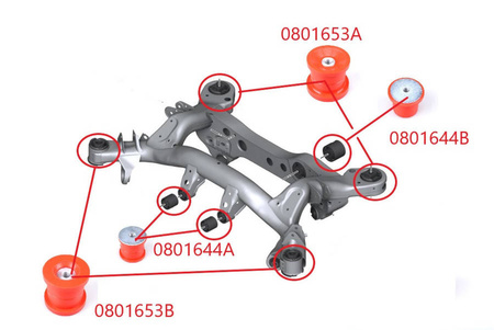 Sada pouzder pro uchycení zadního diferenciálu - MPBS: 0801644AB BMW 1 E81 / E82 E87 E88, RWD, 2 F22 F23, 3 E90 E91 E92 E93, 4 F32 F33 F36 Gran Coupe, X1 E84,