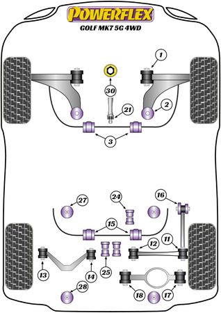 Přední pouzdro stabilizátoru 23,2 mm Polyuretanové pouzdro Powerflex Road Series Volkswagen Golf Golf MK7 5G (2012 - 2019) Golf MK7 5G 4WD inc R (2012-2019) PFF85-803-23.2