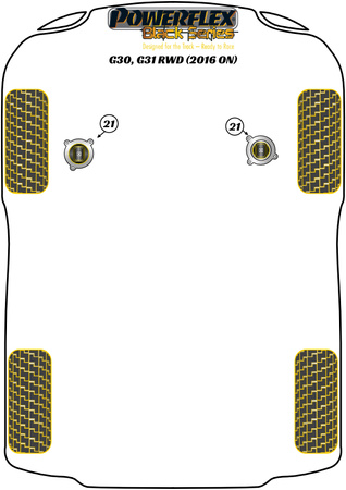 Sada vložek do držáku motoru Polyuretanové pouzdro Powerflex Black Series BMW 5 Series G30, G31, F90 (2016 on) G30, G31 RWD (2016 on) PFF5-4020BLK
