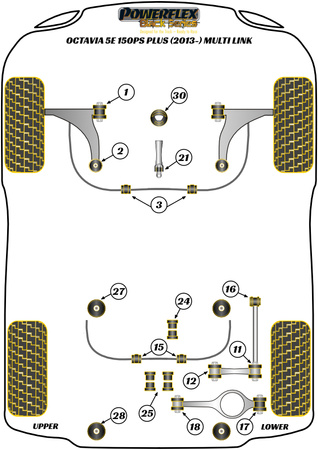 Vnější pouzdro zadního spodního ramene  Polyuretanové pouzdro Powerflex Black Series Skoda Octavia Octavia Mk3 5E (2013-2019) Octavia 5E 150PS plus Multi-link PFR85-817BLK