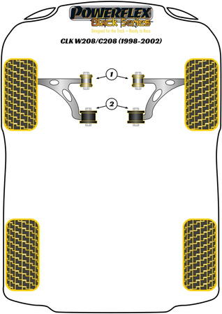 Přední rameno vedení dráhy Zadní pouzdro Polyuretanové pouzdro Powerflex Black Series Mercedes-Benz CLK W208/C208/A208 (1998 - 2002) PFF40-602BLK