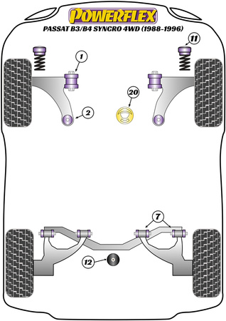 Sada šroubů odklonu PowerAlign (12mm x 60mm) Polyuretanové pouzdro Powerflex road+black Volkswagen Passat Models Passat B3/B4 (1988 - 1996) Passat B3/B4 Syncro 4WD (1988 - 1996) PFA100-12