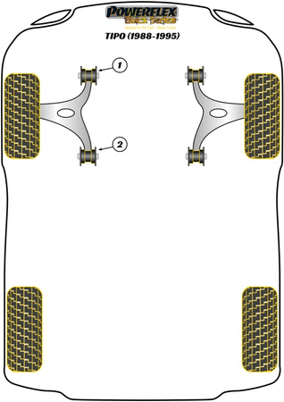 Přední spodní lichoběžníkové rameno Přední pouzdro Polyuretanové pouzdro Powerflex Black Series Fiat Tipo (1988-1995) PFF1-801BLK