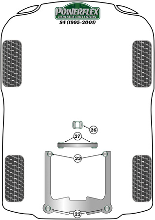 Pouzdro příčníku zadního diferenciálu Polyuretanové pouzdro Powerflex Heritage Collection Audi A4 / S4 / RS4 A4 / S4 / RS4 B5 (1995-2001) S4 (1995-2001) PFR3-127H