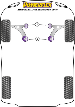Přední lichoběžníkové rameno Zadní pouzdro  Polyuretanové pouzdro Powerflex Road Series Toyota Alphard / Vellfire Models Alphard / Vellfire 20/25 (2008 - 2015)  PFF76-702