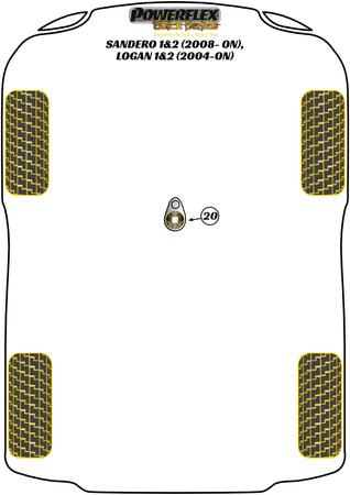 Spodní vložka držáku motoru Polyuretanové pouzdro Powerflex Black Series Dacia Logan I & II (2004 - ON) PFF60-920BLK