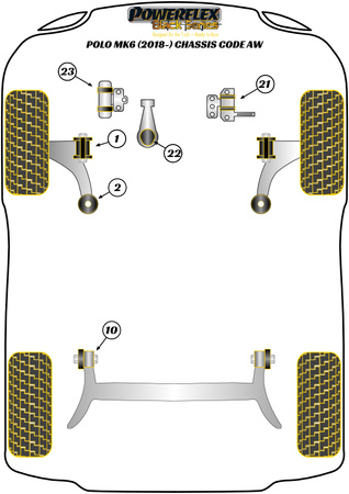 Přední lichoběžníkové rameno 30mm Polyuretanové pouzdro Powerflex Black Series Volkswagen Polo Polo MK6 AW Inc. GTI (2018 - ) PFF85-201BLK