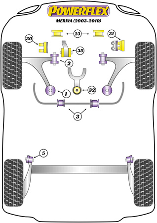 Sada šroubů odklonu PowerAlign (12mm x 60mm) Polyuretanové pouzdro Powerflex road+black Vauxhall / Opel MERIVA MODELS Meriva A (2003 - 2010) PFA100-12