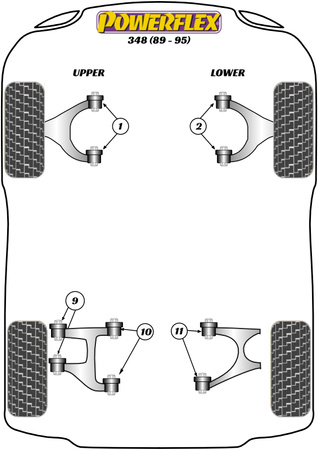 Vnitřní pouzdro zadního horního lichoběžníkového ramene Polyuretanové pouzdro Powerflex Road Series Ferrari 348 (1989 - 1995) PF17-200