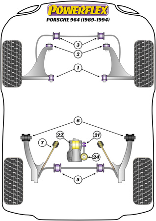 Rear Suspension Spring Plate Polyuretanové pouzdro Powerflex Road Series Porsche 911 964 (1989 - 1994) PFR57-107