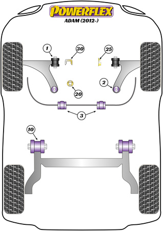 Sada šroubů odklonu PowerAlign (12mm x 60mm) Polyuretanové pouzdro Powerflex road+black Vauxhall / Opel Adam (2012-) PFA100-12