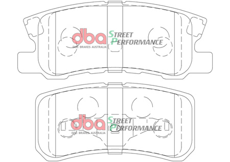 Zadní brzdové destičky DBA Brake Pads Street Performance - DB1464SP CHRYSLER USA Sebring CITROEN C-Crosser Enterprise C4 Aircross DODGE Avenger Caliber JEEP Compass MK Patriot LANCIA Flavia MITSUBISHI ASX Grandis Lancer Outlander Pajero Shogun PEUGEOT