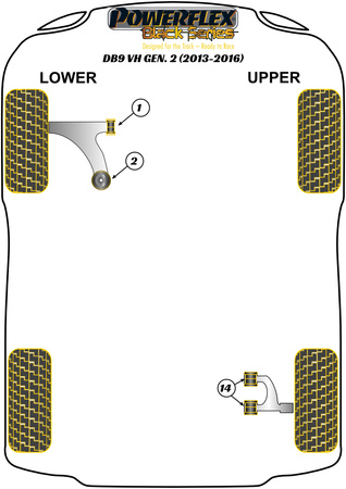 Přední spodní lichoběžníkové rameno Zadní pouzdro Polyuretanové pouzdro Powerflex Black Series Aston Martin DB9 DB9 (2013-2016) PFF2-102BLK