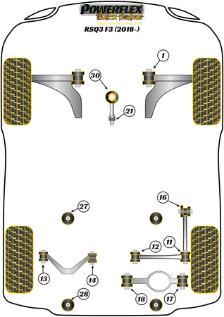 Přední lichoběžníkové rameno Přední pouzdro Nastavitelný Polyuretanové pouzdro Powerflex Black Series Audi Q3 / RSQ3 Q3/RSQ3 F3 (2018 on) RSQ3 F3 PFF85-501GBLK