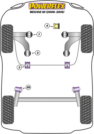 Pouzdro pro montáž zadního nosníku 14mm Polyuretanové pouzdro Powerflex Road Series Renault Megane Models Megane III inc RS (2008-2017) Megane III (2008-2017) PFR60-510-14