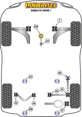 Spodní vložka držáku motoru (velká) Použití dráhy Polyuretanové pouzdro Powerflex Road Series Audi Q3 / RSQ3 Q3/RSQ3 F3 (2018 on) RSQ3 F3 PFF85-830P
