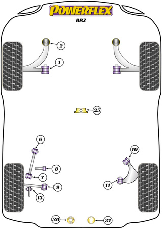 Sada šroubů pro odklon PowerAlign (16 mm) Polyuretanové pouzdro Powerflex road+black Subaru BRZ 2nd Gen (2021 on) PFA100-16
